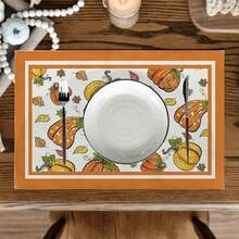 4/6 peças de caminho de mesa de Ação de Graças de outono, capa de mesa de poliéster reutilizável e lavável à máquina com abóbora, folha de bordo, girassol e design "Olá Outono" para decoração sazonal de jantar em casa