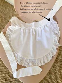 1 件可爱蕾丝莲花荷叶边女仆围裙，可爱女仆装洛丽塔主题餐厅围兜裙，适合女士 - 彩色 - 查看 3