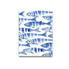 1 tấm áp phích vải canvas cá mòi xanh cổ điển phong cách Địa Trung Hải in tranh tường hình động vật cá mòi làm quà tặng lý tưởng cho phòng khách hiện đại trang trí nhà khung tùy chọn - Nhiều màu - Xem 15