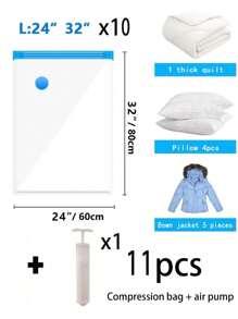 11 pièces Sacs de scellage sous vide pour voyages estivaux, sacs de rangement sous vide en plastique PVC transparent, sacs de rangement sous vide pour vêtements, essentiels de rangement gain de place, sacs de stockage sous vide grande capacité, sacs de rangement sous vide pour vêtements à la maison, sacs de stockage sous vide pour voyages, sacs de stockage sous vide anti-moisissure et anti-poussière, pour couettes, vêtements, chaussures, sous-vêtements