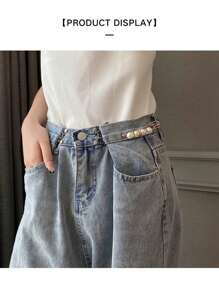 New Sweet And Versatile Pearl Waist Belt, Resize To Match Pants, Belt And Skirt, Waist Artifact, Female Pin, Anti-Exposure Brooch, Collar, Anti-Exposure Brooch Buckle, Invisible Anti-Pearl Brooch, Female Waist Pin, Fixed Clothes, Corsage, Shirt Brooch, Can Be Used As Clothing Decoration 6 Pieces/Set, Aluminum Alloy Waist Buckle Waist Decoration Set