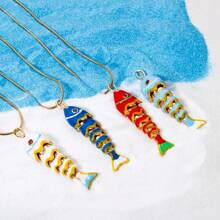 1 Pc Brass Ocean Jewelry 3D Fish Animal Movable Pendants 18K Plated Enamel Charms For Necklace DIY Jewelry