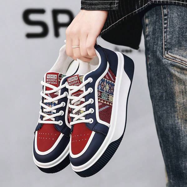 Casual canvas sneakers voor heren, modieuze, veelzijdige sportschoenen met dikke zool