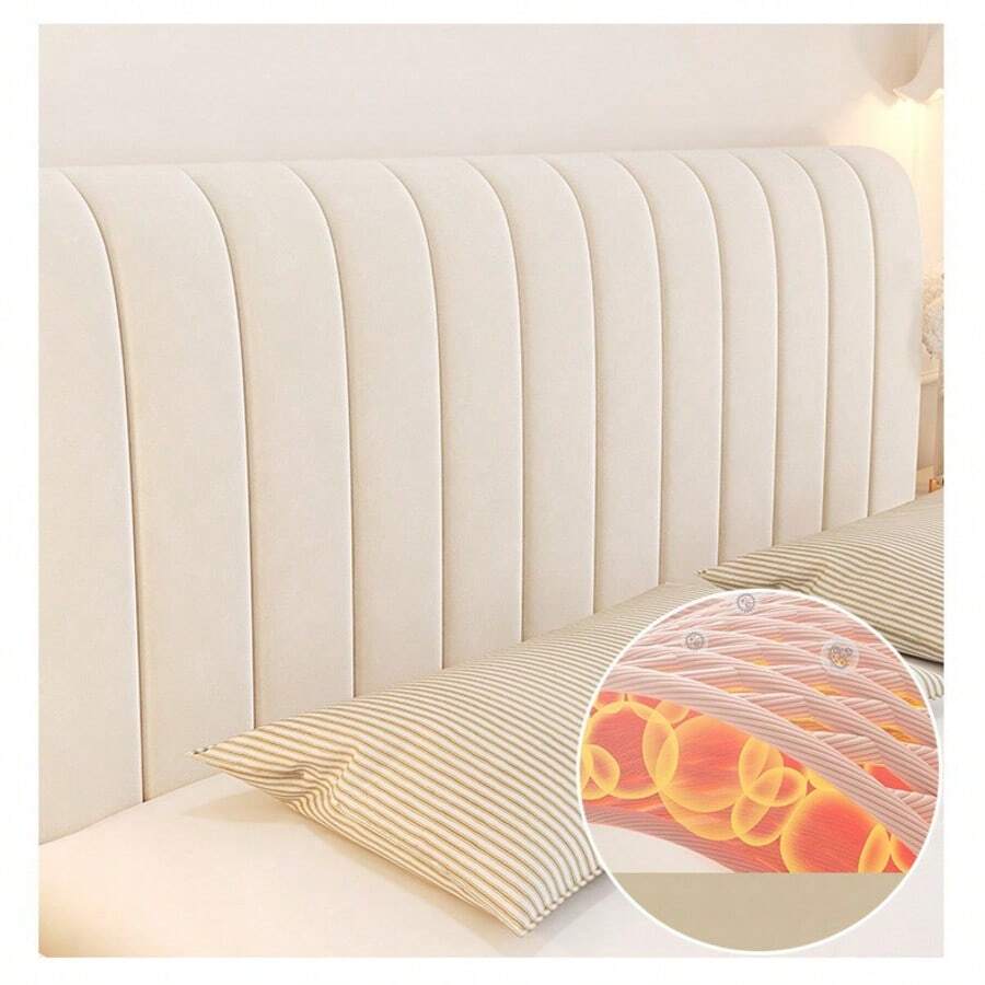 180x65cm Thickened Anti-Collision Headboard Cover, Universal Headboard Protector Cushion - Beige - View 1
