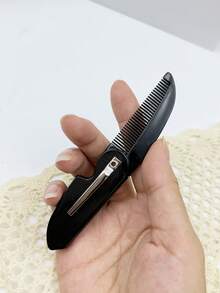1 chiếc lược chải râu mini gấp gọn, màu đen, lược bỏ túi nhỏ gọn dành cho nam và nữ, tiện lợi khi đi du lịch. - màu đen - Xem 2