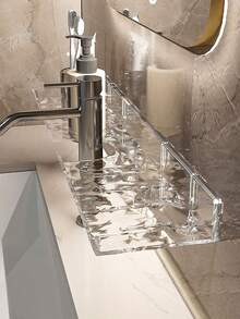 1pc Luxury Acrylic Bathroom Vanity Faucet, Wall Mounted Fashionable Ripple Storage Rack, Modern Design, Organizer For Toiletries And Cosmetics, Suitable For Handwashing And Bathroom Storage Back To School - Multicolor - View 9