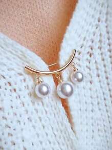 New Sweet And Versatile Pearl Waist Belt, Resize To Match Pants, Belt And Skirt, Waist Artifact, Female Pin, Anti-Exposure Brooch, Collar, Anti-Exposure Brooch Buckle, Invisible Anti-Pearl Brooch, Female Waist Pin, Fixed Clothes, Corsage, Shirt Brooch, Can Be Used As Clothing Decoration 6 Pieces/Set, Aluminum Alloy Waist Buckle Waist Decoration Set