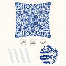 1 Pc Blue Breeze Fresh, Light And Simple Style Outdoor Umbrella Polyester Screen Print Camping, Picnic, Beach Use