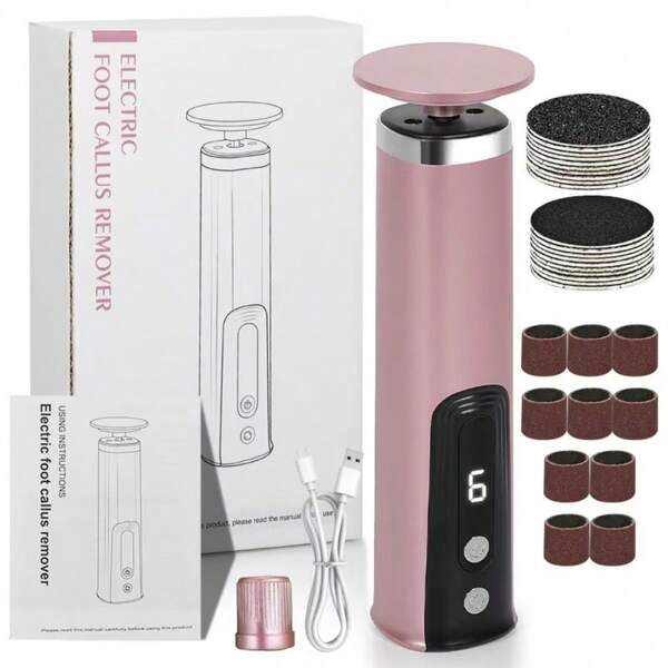 Electric Foot Grinder, Foot Callus Remover, USB Rechargeable, Adjustable Speed, With 20pcs Replacement Sandpapers, Suitable For Both Men And Women To Remove Dry Skin And Dead Skin On Feet