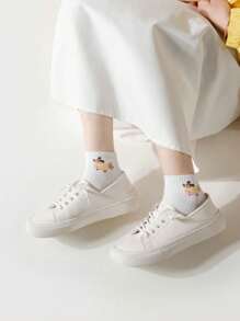 3/5 Pairs Cute Cartoon Pattern Casual Breathable Sports Short Socks, Suitable For Spring And Summer