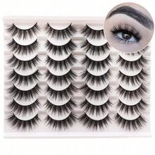 Pestañas postizas de aspecto natural, paquete de pestañas postizas de visón artificial hechas a mano esponjosas, 14 pares de pestañas de estilo ojo de gato (54) - Ojo lindo - Ver 1