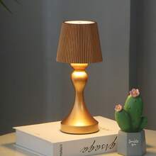 1 pièce Lampe de sirène/champignon rechargeable USB, abat-jour rayé, lampe de chevet à LED rechargeable, lampe d'ambiance, cadeau de décoration de Noël, lampe de bureau minimaliste et industrielle, lampe portable sans fil, 3 températures de couleur, variateur tactile, ambiance chaleureuse pour salle à manger, salon, chambre, bar, café, patio, camping + 1 câble de charge USB