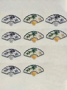 10pcs Chinese Retro Double-Sided Printed Double-Hole Ceiling Fan Accessories Willow Leaves, Plum Blossom DIY Acrylic Handmade Fan Bracelet Pendant