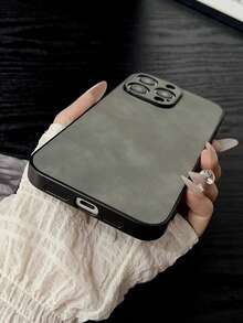 1 Peça Capa de Telefone em TPU com Textura de Camurça de Cor Sólida, de Alta Qualidade, Compatível com iPhone 11/12/13/14/15/16/16e/Xs/Xr/8p/7p/7/8, Compatível com /Galaxy/Compatível com, Versão Internacional, Não a Versão Doméstica - Preto - Visão 4