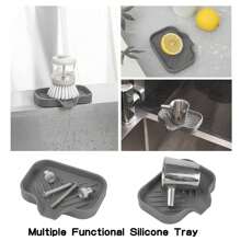1pc Silicone Soap Sponge Holder For Kitchen Sink, Kitchen Soap Tray, Soap Holder For Kitchen Sink/Bathroom, Sink Soap Tray For Kitchen Counter, Sponge Tray With Drain