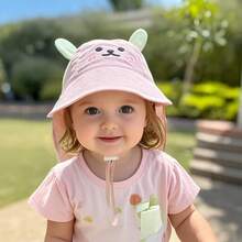 1 件男女通用 0-3 岁儿童动物卡通连帽围巾，透气防晒护颈斗篷，适合婴儿，春夏秋季轻便速干太阳帽 - 1PC - 查看 1