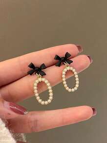 4pcs/Set Elegant Faux Pearl Earrings, Suitable For Women Daily And Festival Wear