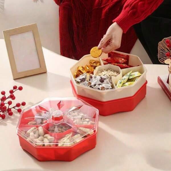 [1 Pack] Dried Fruit Box Living Room Snack Nut Storage Box Ornament Candy Melon Fruit Plate