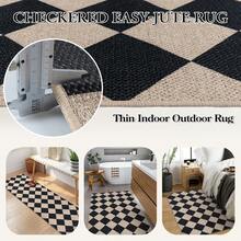 Checkered Easy Jute 3x5 Outdoor Patio Rug, Washable Rugs For Entryway Diamond Indoor Outdoor Living Room Carpet, Farmhouse Neutral Non Slip Black Door Carpet For Backyard Bedroom - 自然與黑色/棋盤格-2 - 查看 5