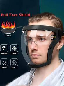 Full-Face Transparent Protection Mask With Adjustable Buckle Full Shield Mask Transparent Moto Cycling Windproof Mask Dustproof Anti-Wind Welding Glasses Protection Face Mask Ski Masks