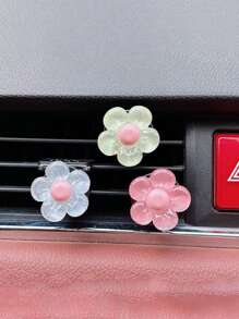 Women's Car Accessories - Floral Air Vent Clip, Decorative Car Interior Accessories In Various Colors With Transparent Floral Design