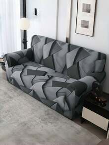 1 pieza Funda de sofá con patrón geométrico abstracto de grietas, protector de sofá minimalista universal para todas las estaciones, decoración de sofá para la sala de estar - Gris Oscuro - Ver 10