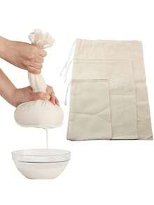 1 Nut Milk Bag, Soy Milk Filter Bag, Reusable Almond Milk Bag, High-Quality Nut Milk Bag (For Almond Milk, Soy Milk), Fine Mesh Cloth, Cheesecloth, Cold Brew Coffee Filter Paper, Chinese Medicine Bag, Can Filter Juice, Red Wine, Ice Powder Bag And Other Kitchen Accessories - White - View 2