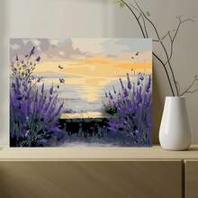 DIY Digital Oil Painting Kit For Adults, 40*50cm With Paint And Brush, Great For Stress Relief, Numbered Painting, Handmade Digit Filling, Purple Lavender, Suitable For Beginner Art Wall Painting, Home Decor Wall Craft, Zero-Base Painting, Ideal Gift For Friends (Frameless) - Multicolor - View 5