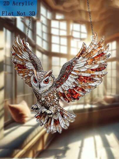 2D Acrylic Elegant Flying Owl Acrylic Suncatcher – A Vibrant, Hanging Ornament Perfect For Home And Garden Decor. An Ideal Housewarming, Birthday, Or Holiday Gift For Grandma, Mom, Dad, Or Any Loved One.