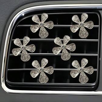 6pcs/4pcs/1pc Automotive Accessory Air Outlet Decorative Clip Rhinestones Cute Flowers Car Air Conditioning Decorations