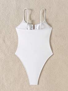 Solid Color Sexy Knit Fabric Circular Cutout Open Back Beachwear