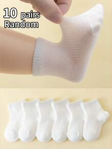 10 双白色婴儿/幼儿袜子，无束缚，适合春夏季