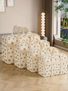 Verstärkter Quiltaufbewahrungssack mit großer Kapazität und Blumenmuster, wasserdicht, Haushalts-Umzugs-Organizer-Tasche für Kleidung, Bettwäsche, Gepäck