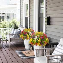 1/ 2/ 10/ 20 قطعة أزهار صناعية للديكور الخارجي، سبعة باقات صغيرة من الورود البنفسجية الاصطناعية من نبات الكافور، نباتات اصطناعية ملونة مقاومة للاستخدام في الحديقة والشرفة والسرداب، ديكور واقعي للشرفة والحديقة والمنزل