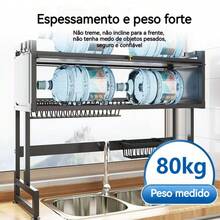 105cm Kitchen Dish Drainer Hanging Self-Supporting Modular Sink Rack Organizer Shelf Dust Cabinet Door - 105cm Black (set) - View 2