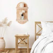 1 Stück Neuer kreativer Wandregal im Boho-Stil mit zwei Ebenen aus Holz für Kerzenhalter & Vase, geeignet für Wohnzimmer, Schlafzimmer, Wandhängendes Regenbogen Boho Kerzenregal für Wohnzimmer, Badezimmer, Schlafzimmer Wanddekoration