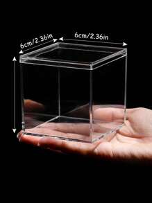 1 Stück quadratische Acryl-Kunststoff-Aufbewahrungsbox mit Deckel, Acryl-Schmuck- und Kosmetik-Handanzeigekasten, Süßigkeiten-Kleinobjekt-Aufbewahrungsbox