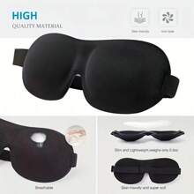 2pcs Packaged Assorted Color 100% Light Blocking 3D Eye Mask, Black Solid Design, Adjustable Strap, Comfortable For Back & Side Sleepers, Soft Sponge Material