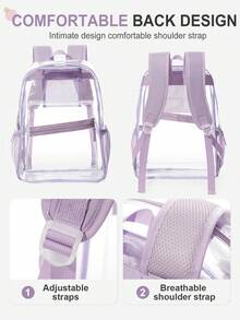 Floless [Clear Stadium Approved] 透明 PVC 透视背包透明背包电脑包学校休闲书包适合女孩 Stadium Approved，女孩青少年书包可爱卡哇伊学校背包，透明 PVC 学校背包透明包，透明学院背包带加厚肩带，适合游泳，