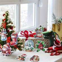 12pcs Diamond Painting Keychain Kit, Gingerbread Pattern, Round Diamond PMMA DIY Craft, Full Diamond Pendant Set, Can DIY Collaboratively, Can Be Gifts For Friends, Mothers, Christmas Home Decor