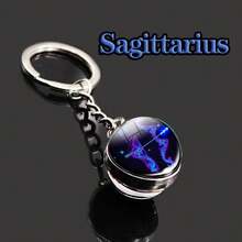 Conjunto Completo dos 12 Signos do Zodíaco, Chaveiro Anime Luminoso, Acessório de Moda Unissex, Estilo Minimalista Transparente de Vidro, Adequado para Festa de Aniversário, Presentes de Feriado