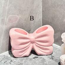 1 Stück Zahnbürstenhalter mit Schleife in Mädchenlook, kreativer Bad-Organizer aus Keramik für elektrische Zahnbürste und Zahnpasta