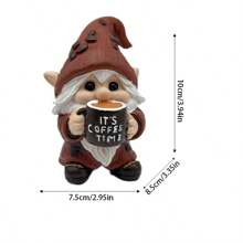1 pièce Statue en résine de lutin 3D "Heure du café", Décorations de lutin "Heure du café", Lutins tenant des tasses de café, Décoration de maison de lutin miniature créative, Décorations pour amateurs de café et cadeaux créatifs