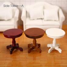 1pc 1:12 Dollhouse Miniature Furniture White Coffee Table, Square/Round Walnut Or Red, Micro Scene Decor, Cute Mini Coffee Table, Precise Side Table, Miniature Furniture Toy, Suitable For Party Gift
