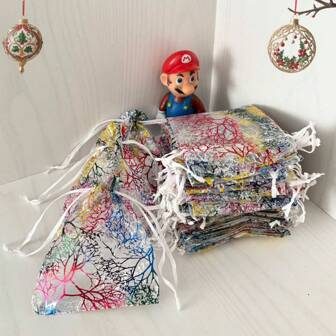 5/10/20/50/100 stuks veelkleurige koraalkleurige gaaszakken, geschenkverpakkingen, geschenkzakken, huishoudelijke en dagelijkse benodigdheden, nylon opbergzakken, festival- en feestbenodigdheden, bruiloftsbenodigdheden, geschenkverpakkingen, kleine verpakkingszakken