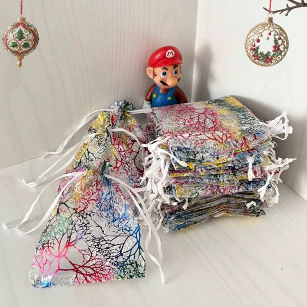 5/10/20/50/100 pièces Sacs en gaze de style corail multicolore, sacs d'emballage cadeaux, sacs cadeaux, nécessités domestiques et quotidiennes, sacs de rangement en nylon, fournitures de festival et de fête, fournitures de mariage, emballage de décoration de cadeaux, petits sacs d'emballage