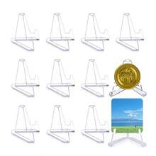 10 giá trưng bày Acrylic - Giá đỡ giá vẽ mini trang trí cho đồ sưu tầm, thẻ giao dịch và tiền xu | Hộp đựng pha lê trong suốt - Trong sáng - Xem 12