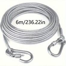 1 pièce Corde à linge en acier inoxydable de 196 pouces (environ 5 mètres) avec revêtement PVC imperméable. Idéale pour le linge d'intérieur/extérieur, le camping, la salle de bain et la chambre étudiante. Avec boucle antidérapante et crochet coulissant lisse. Accessoires de lessive, cintres