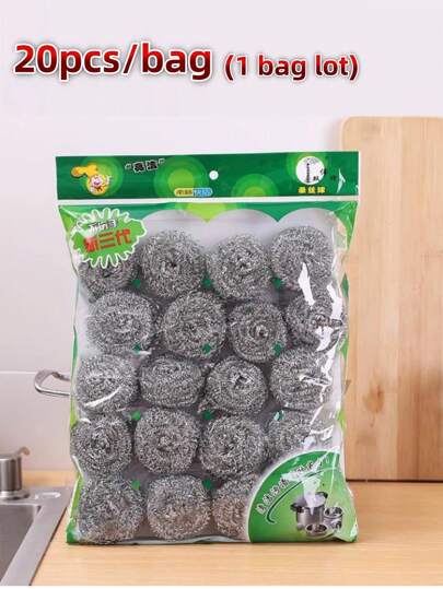20-Pack Stainless Steel Sponges Scrubbers, Non-Electric Kitchen Cleaning Pads For Dishes, Pots, And Pans.20 Pack Steel Wool Scrubber: Enough To Meet Your Needs, Stainless Steel Scrubbers For Cleaning Dishes Pots And Pans Bathroom Oven And More!