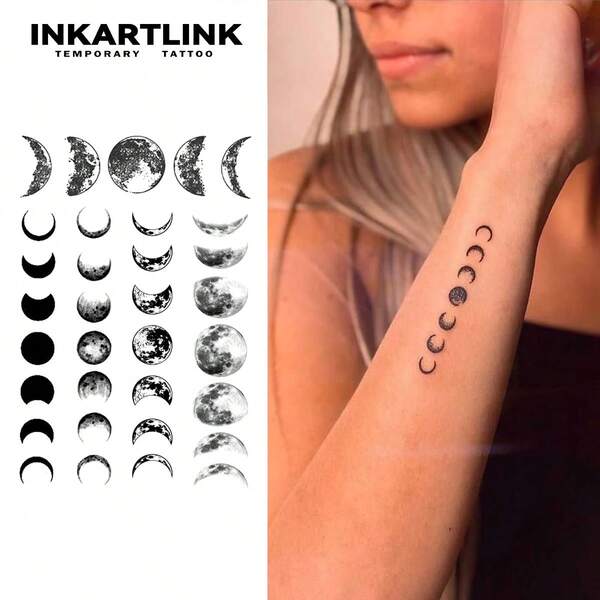  INKARTLINK, Temporary Tattoos, Variety Of Sun Tattoo Stickers, Waterproof & Long-Lasting 1-2 Weeks, Minimalist Totem Designs